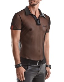 Polo en maille noire transparente - Regnes