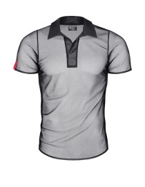Polo en maille noire transparente - Regnes