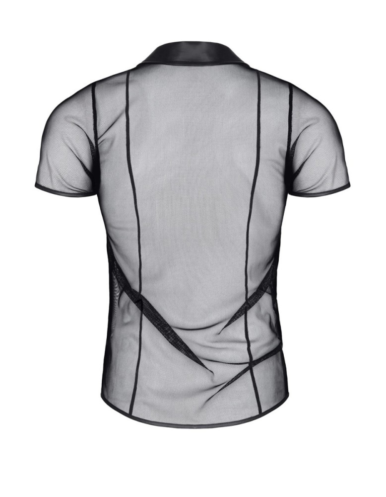 Polo en maille noire transparente - Regnes