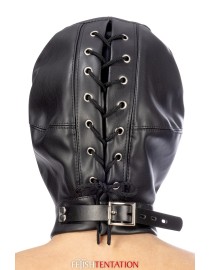 Cagoule simili cuir avec bandeau amovible - Fetish Tentation
