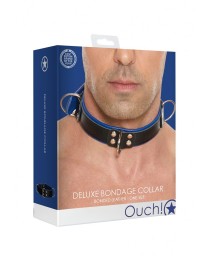 Collier Bondage Deluxe bleu et noir - Ouch!