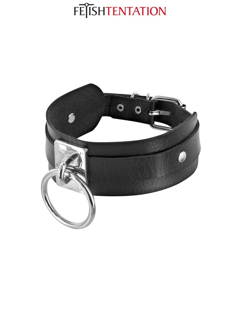 Collier BDSM large avec anneau - Fetish Tentation Collier BDSM large avec anneau - Fetish Tentation