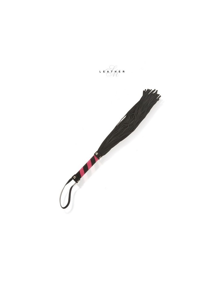 Martinet en cuir noir et rose
