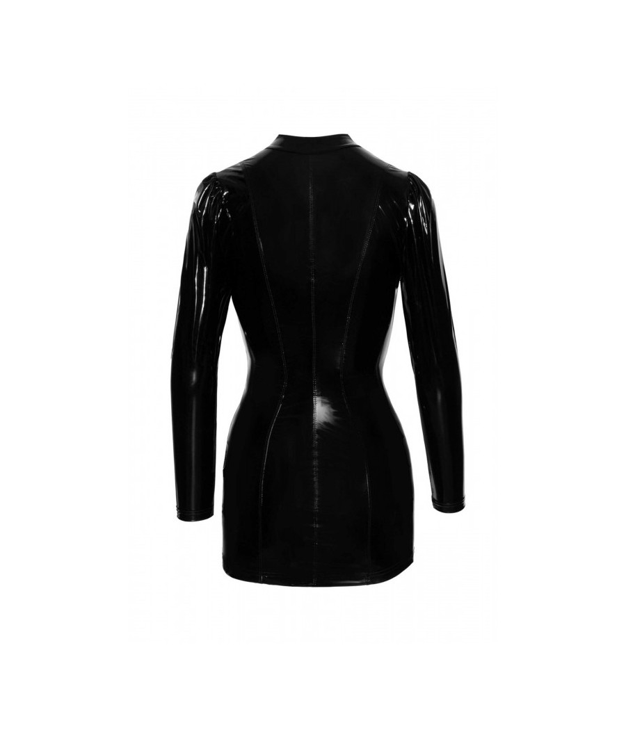 F246 Robe courte en PVC fermée sur le devant par des fermoirs dorés