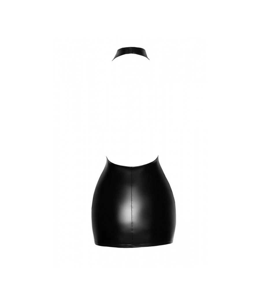 F255 Mini-robe dos nu en Powerwetlook avec encolure enveloppante