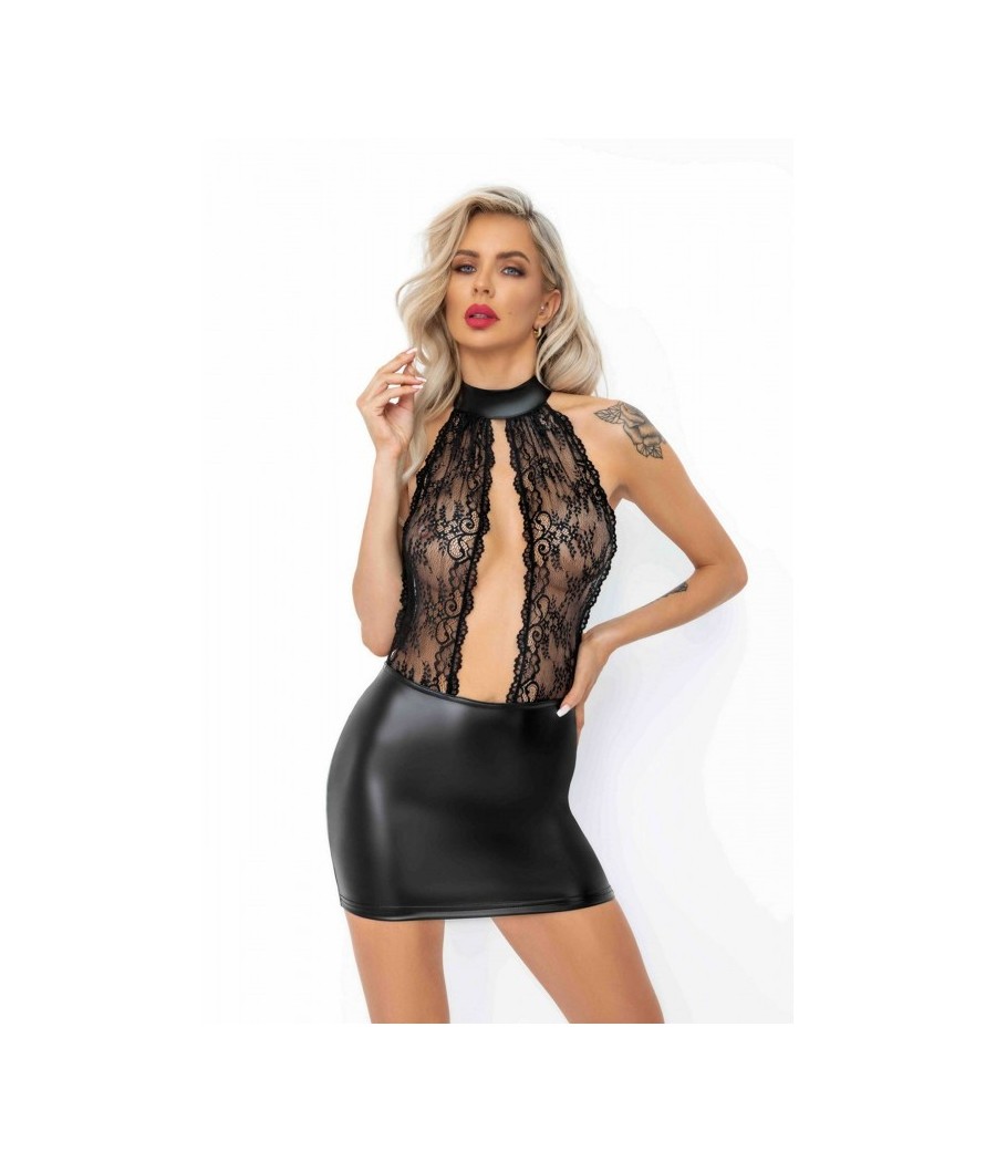 F279 Robe courte en dentelle, avec un haut en dentelle