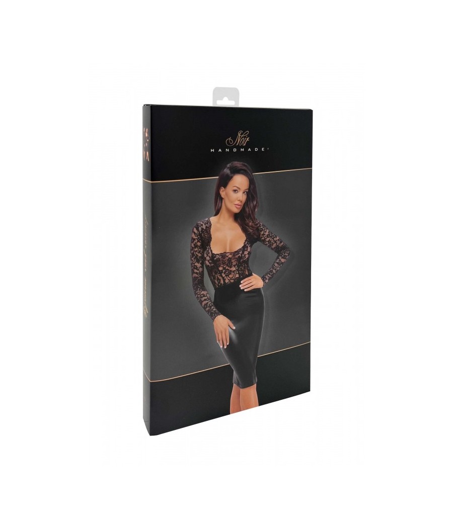 F295 Euphoria Robe midi en dentelle et wetlook