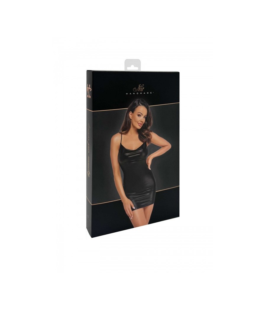F307 Mirage Mini robe wetlook avec bijou chaîne en strass