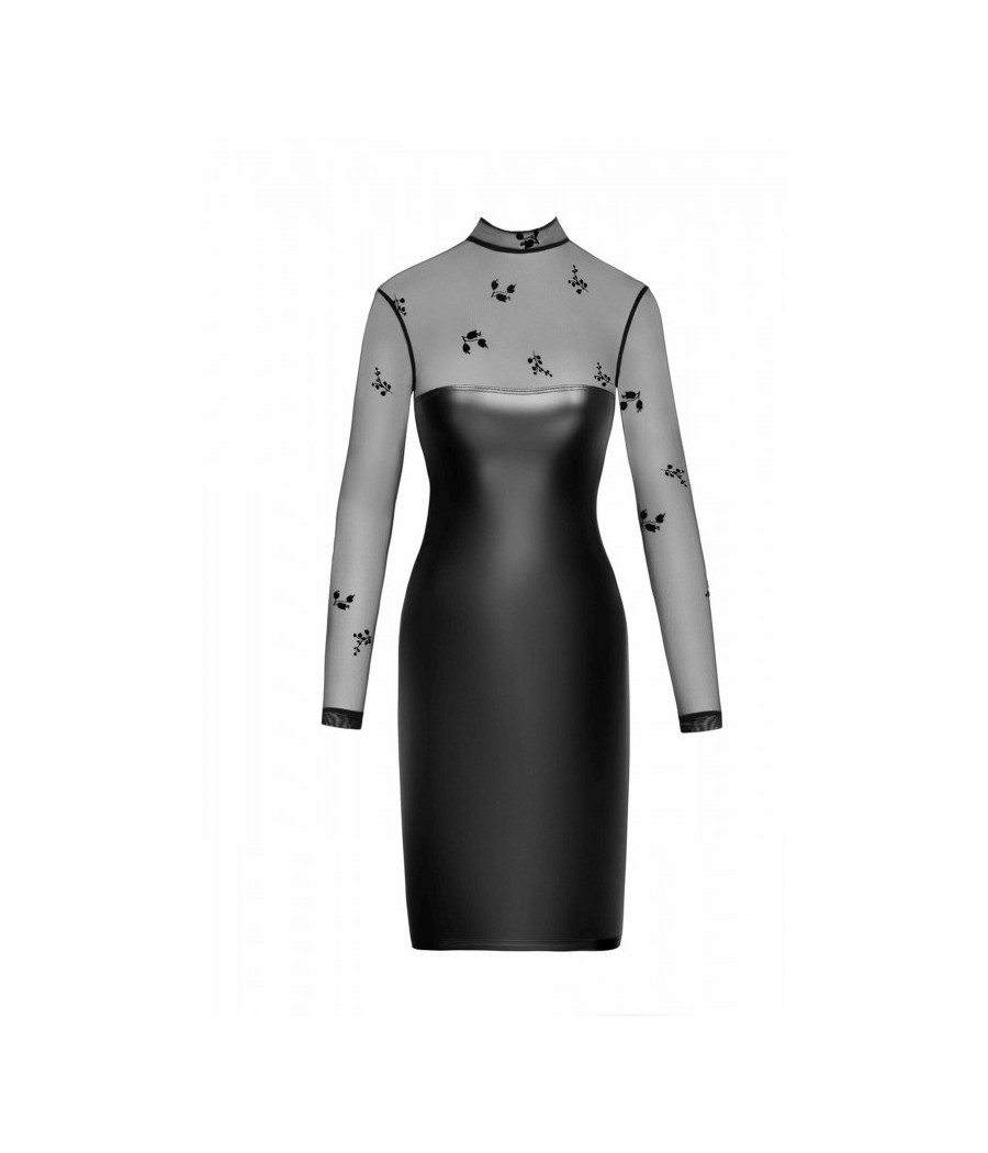 F310 Sublime robe midi en wetlook et maille floquée