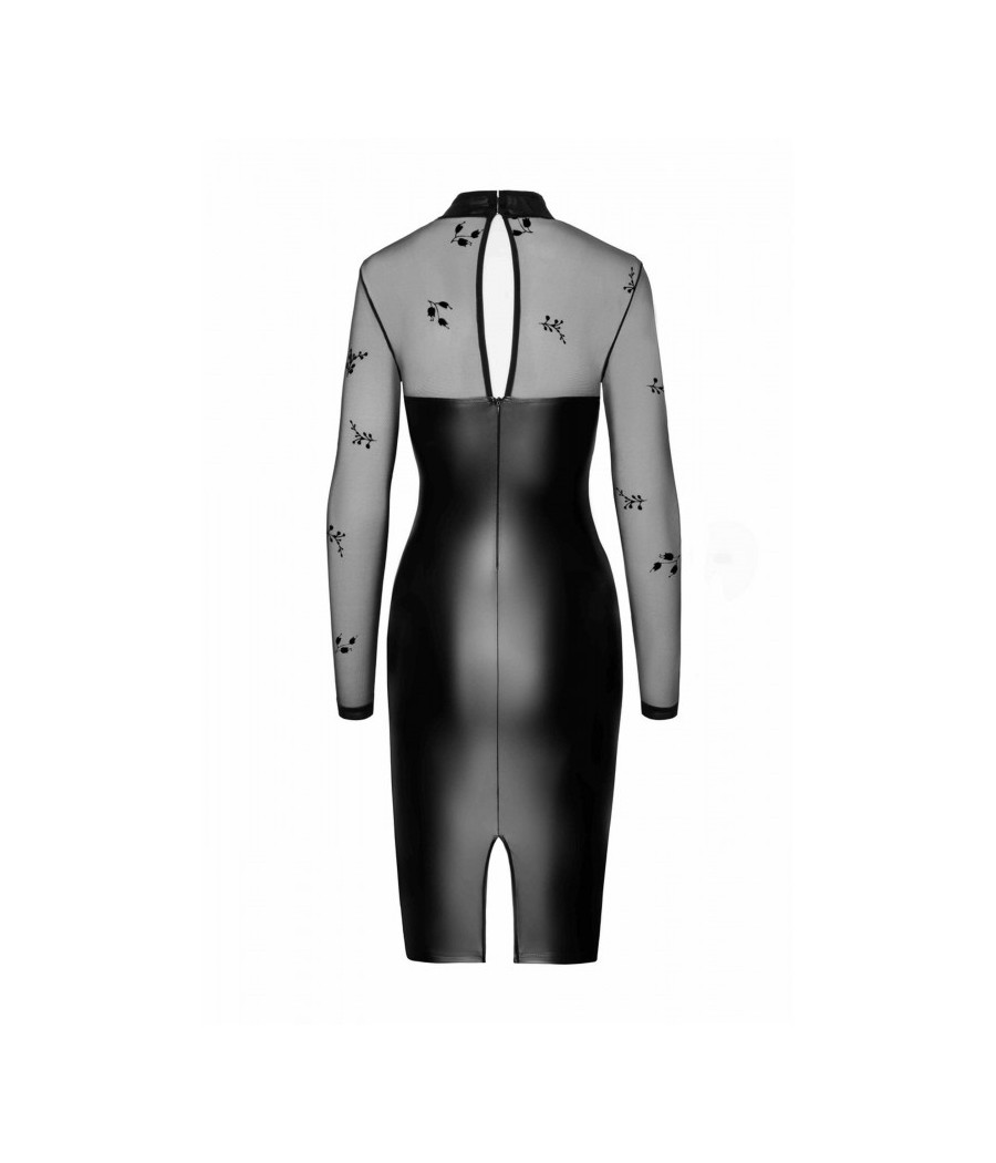 F310 Sublime robe midi en wetlook et maille floquée