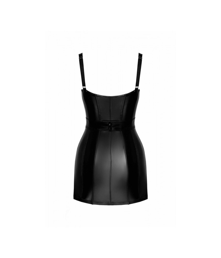 F320 Starlet - Mini-robe à effet mouillé avec ceinture à anneaux