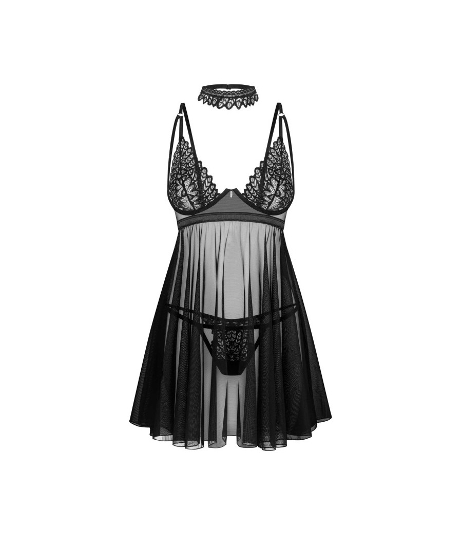Donarella babydoll et String - Noire - NP