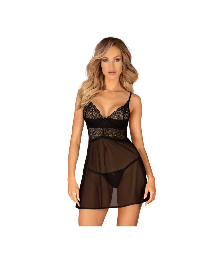 Chemeris babydoll et String - Noire