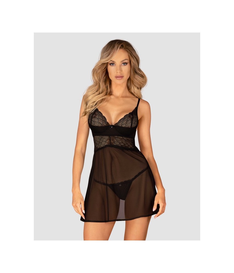 Chemeris babydoll et String - Noire