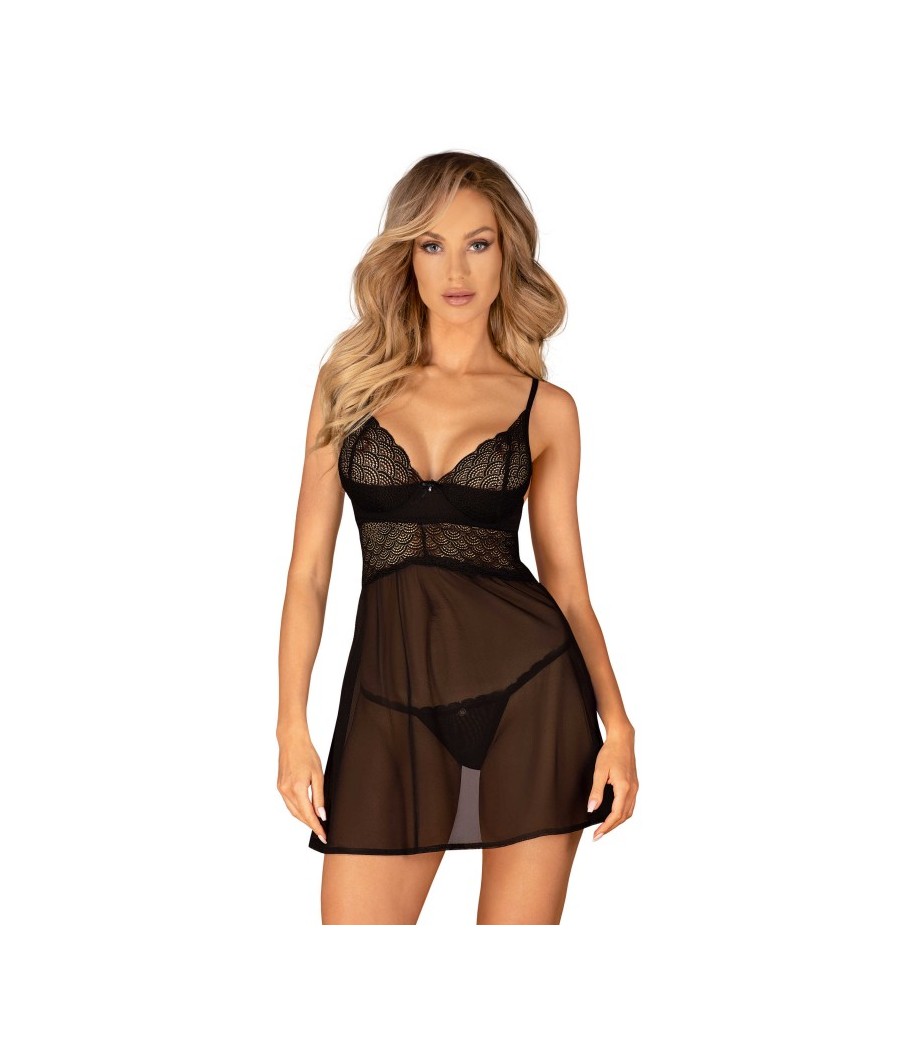 Chemeris babydoll et String - Noire