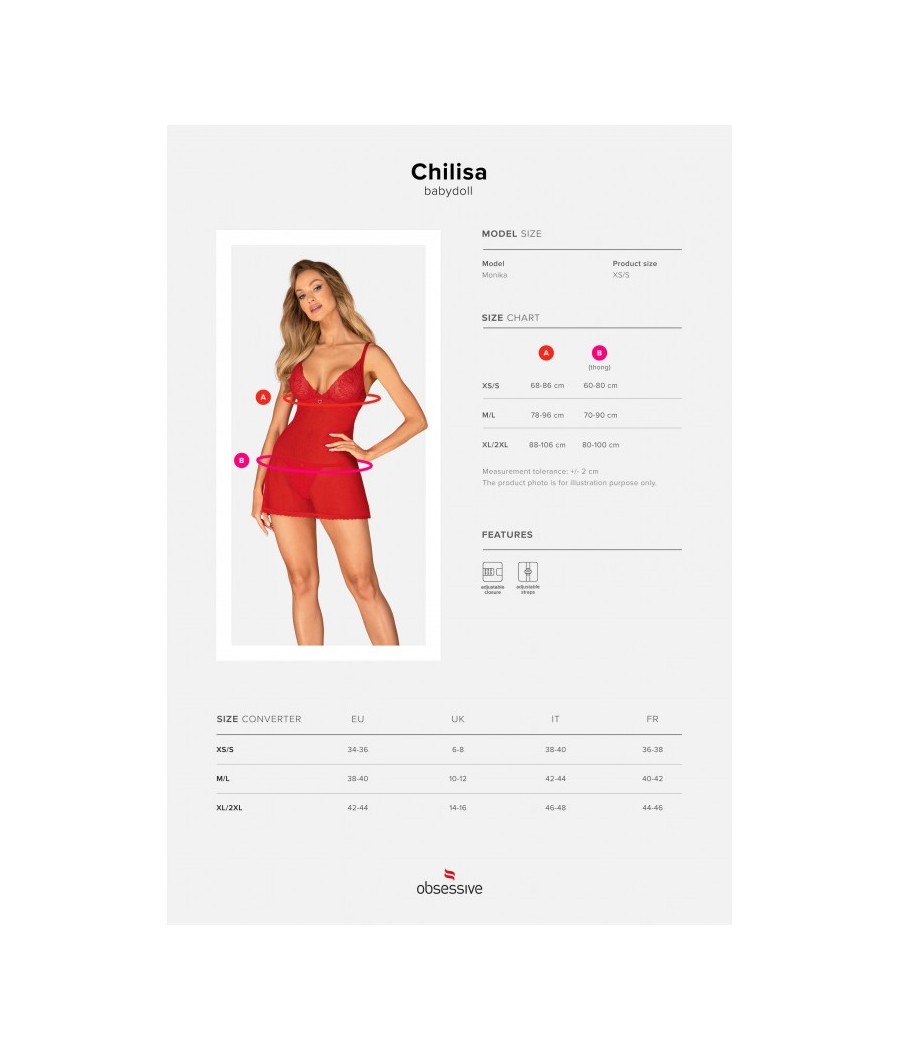 Chilisa babydoll et string - Rouge