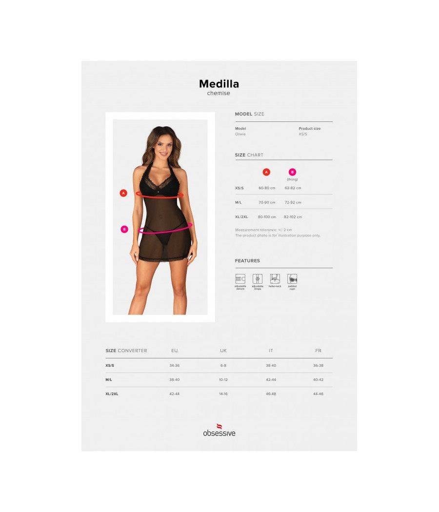 Medilla nuisette et string - Noire