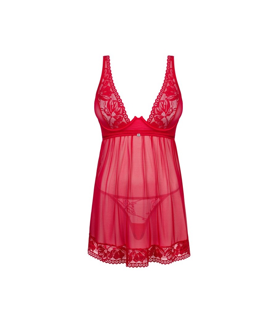 Lacelove babydoll et String - Rouge