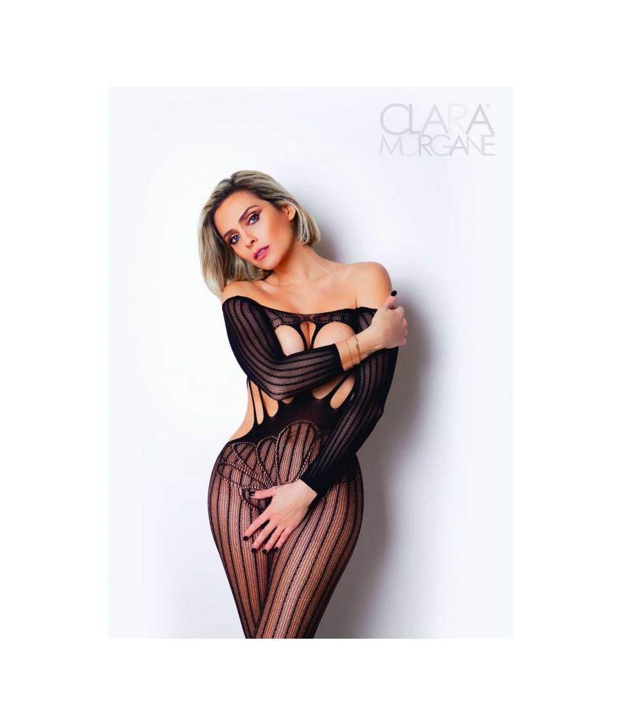 Le numéro 5 bodystocking Clara Morgane - Noir