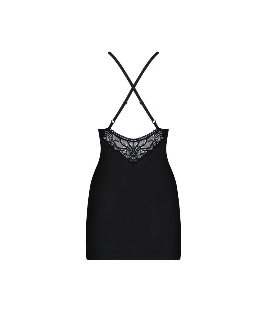 828-CHE-1 Nuisette et String - Noir