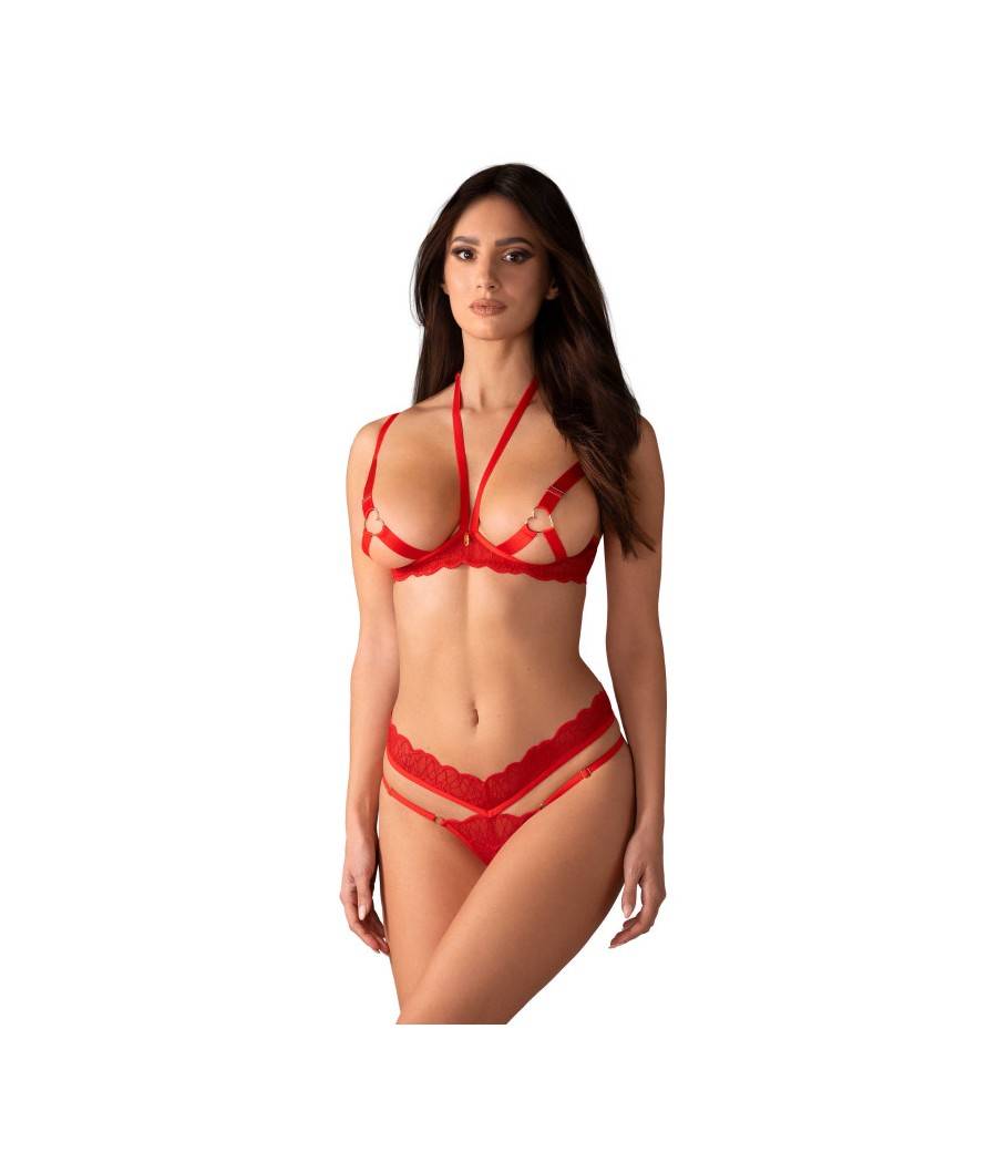 Cupide desir ensemble 2 pièces ouvert - Rouge