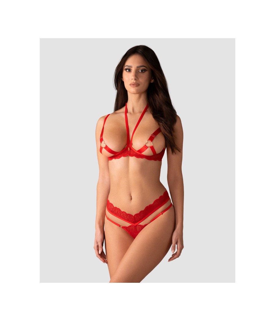Cupide desir ensemble 2 pièces ouvert - Rouge