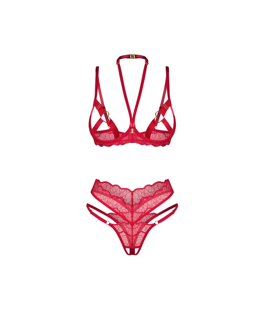 Cupide desir ensemble 2 pièces ouvert - Rouge