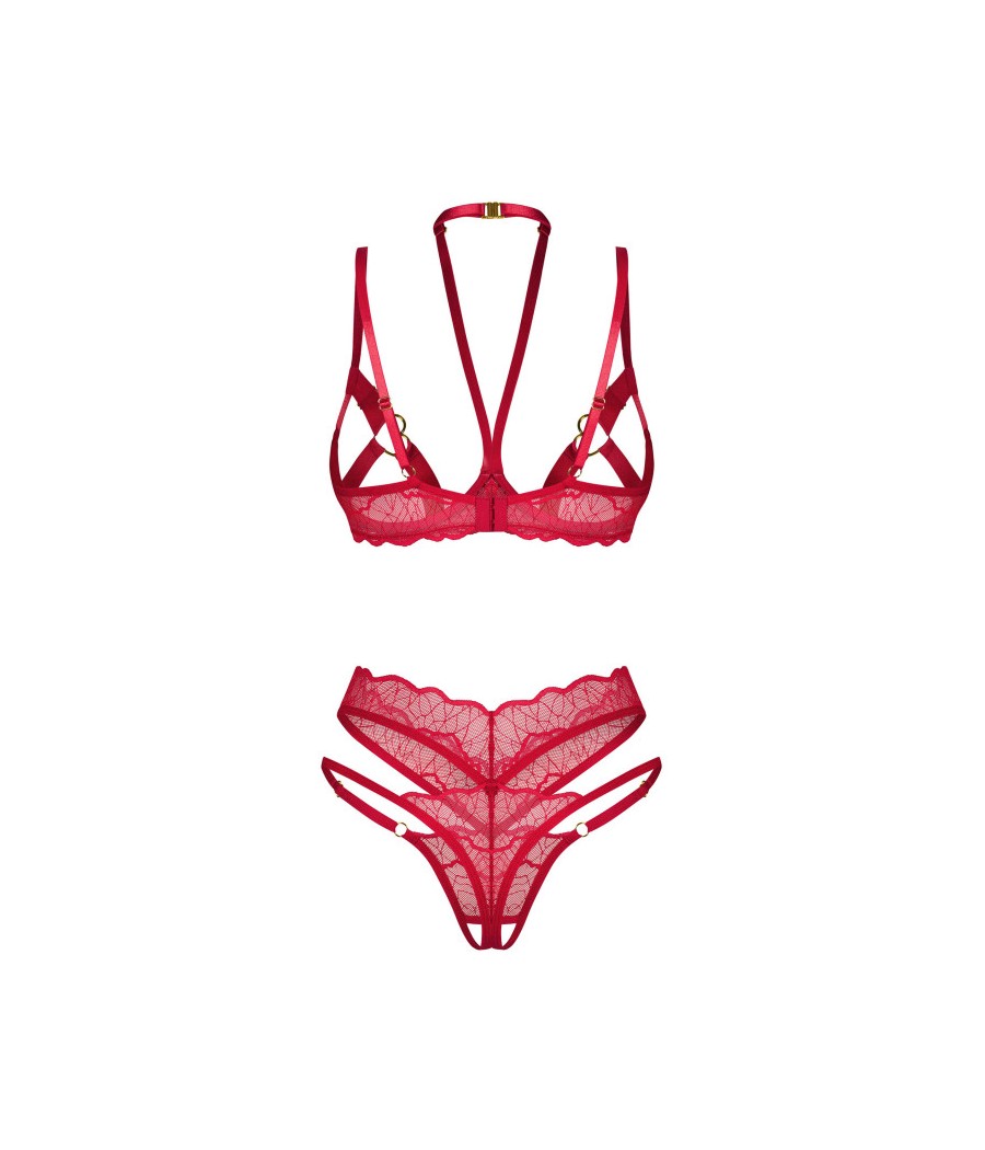 Cupide desir ensemble 2 pièces ouvert - Rouge
