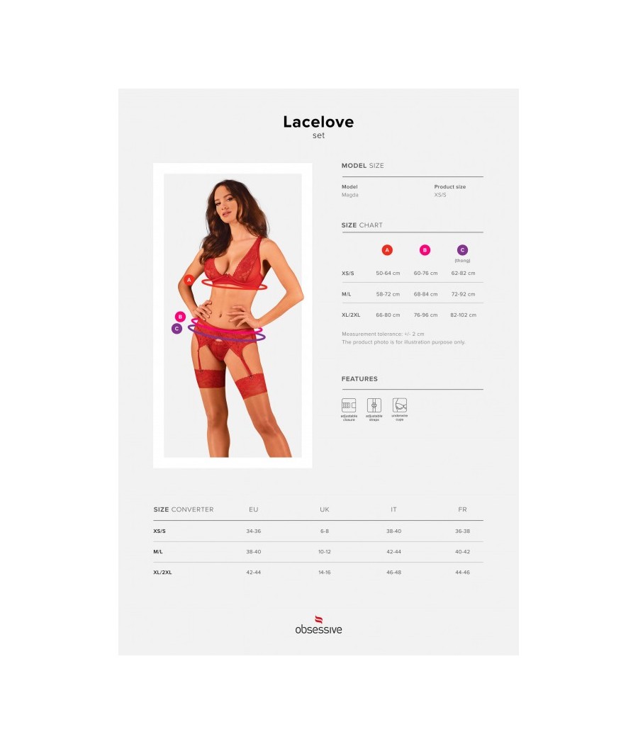 Lacelove ensemble 3 pièces - Rouge