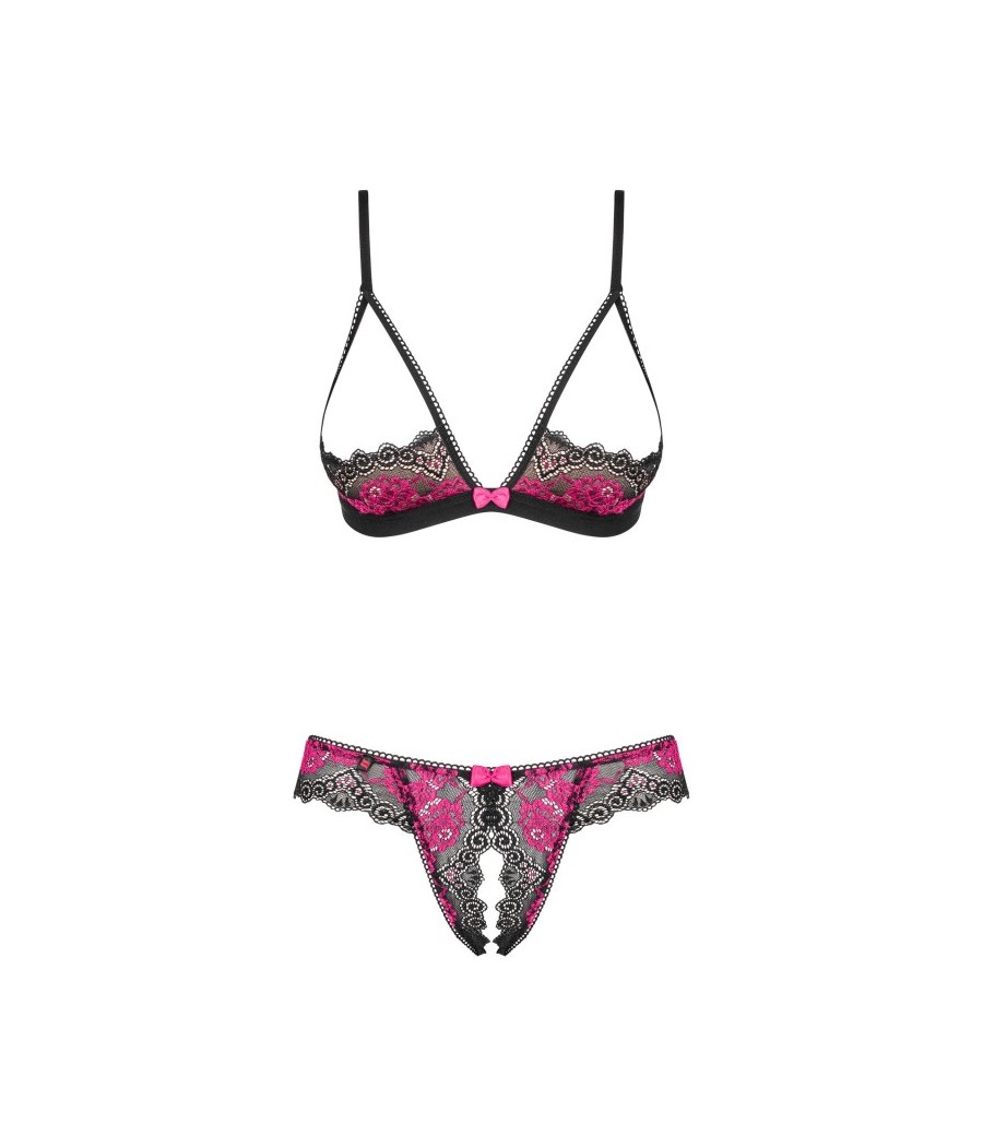 Tulia Ensemble ouvert 2 pcs - Noir et Fuchsia