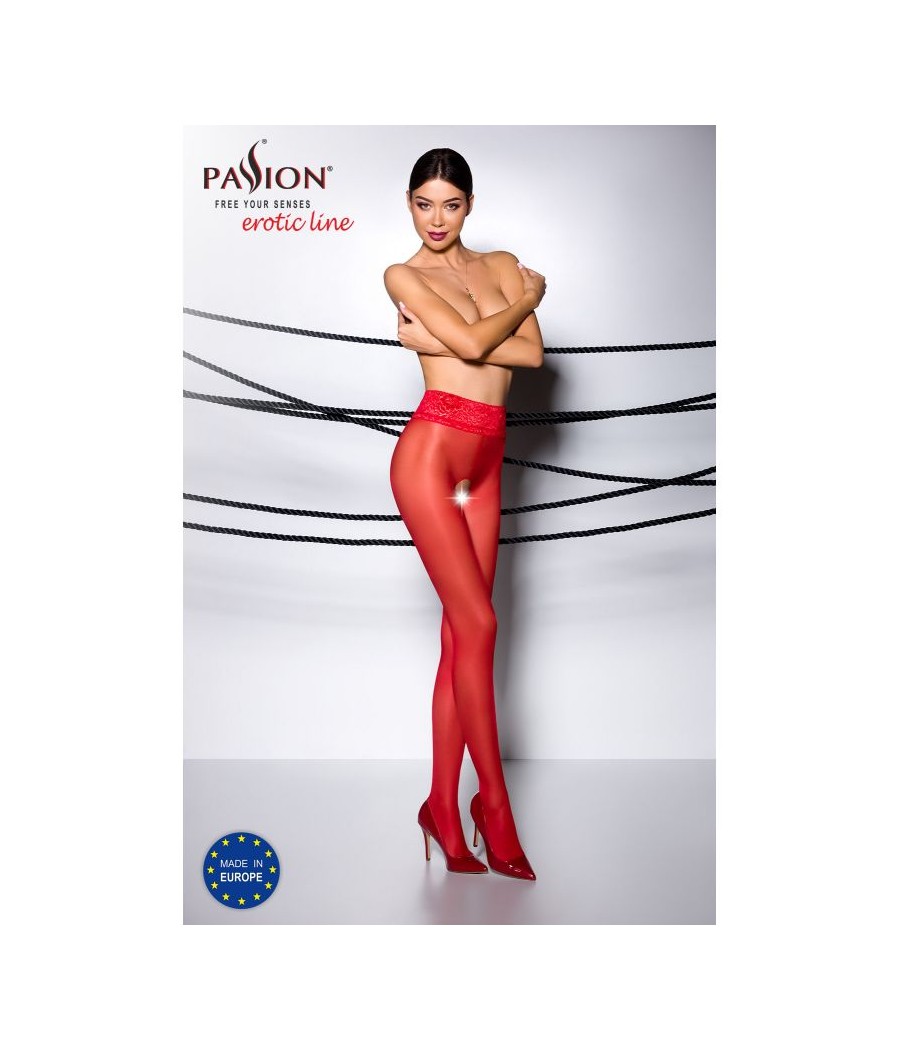 TI008R Collants ouverts 30 DEN - Rouge