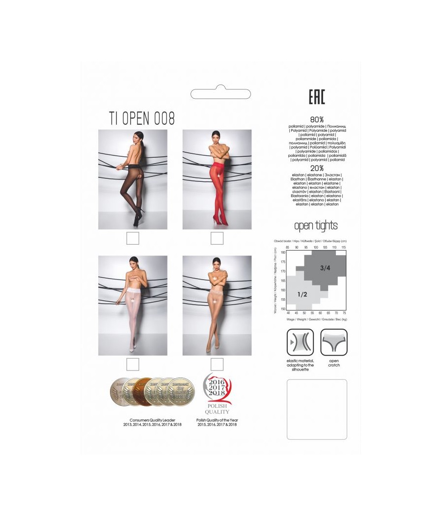 TI008R Collants ouverts 30 DEN - Rouge