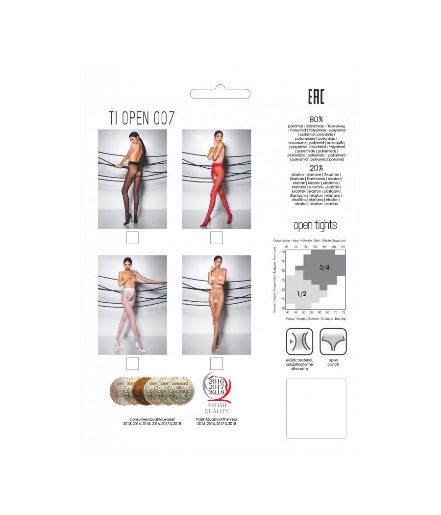 TI007R Collants ouverts 20 DEN - Rouge