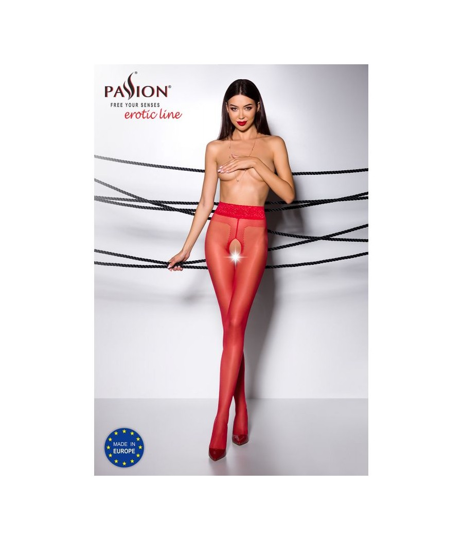 TI001R Collants ouverts 20 DEN - Rouge 