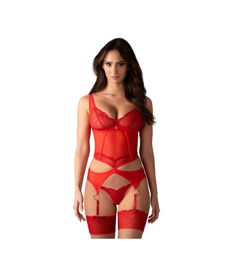 Cupide Desir corset et string - Rouge