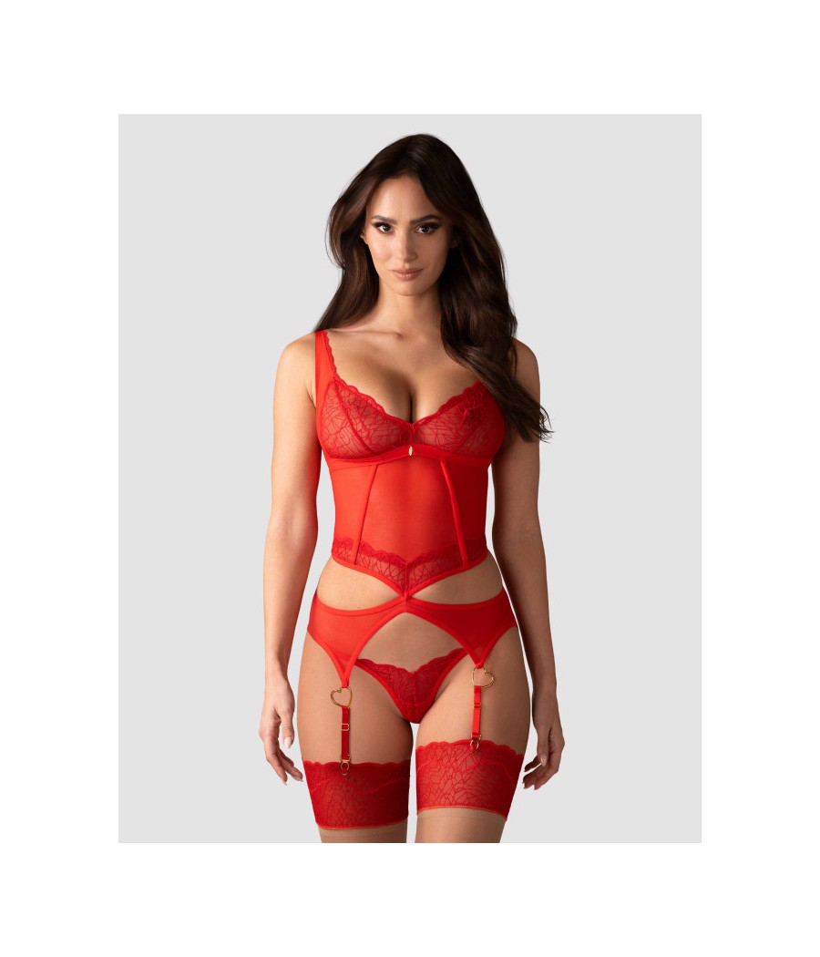 Cupide Desir corset et string - Rouge