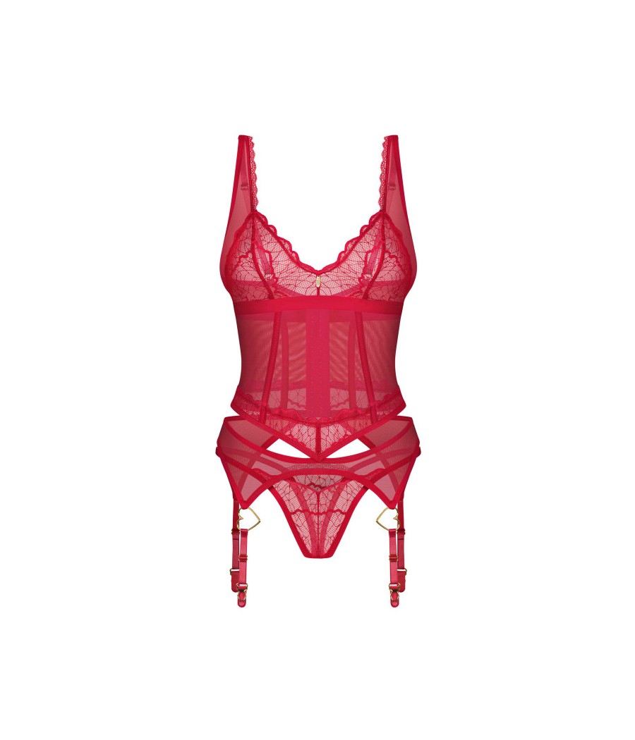 Cupide Desir corset et string - Rouge