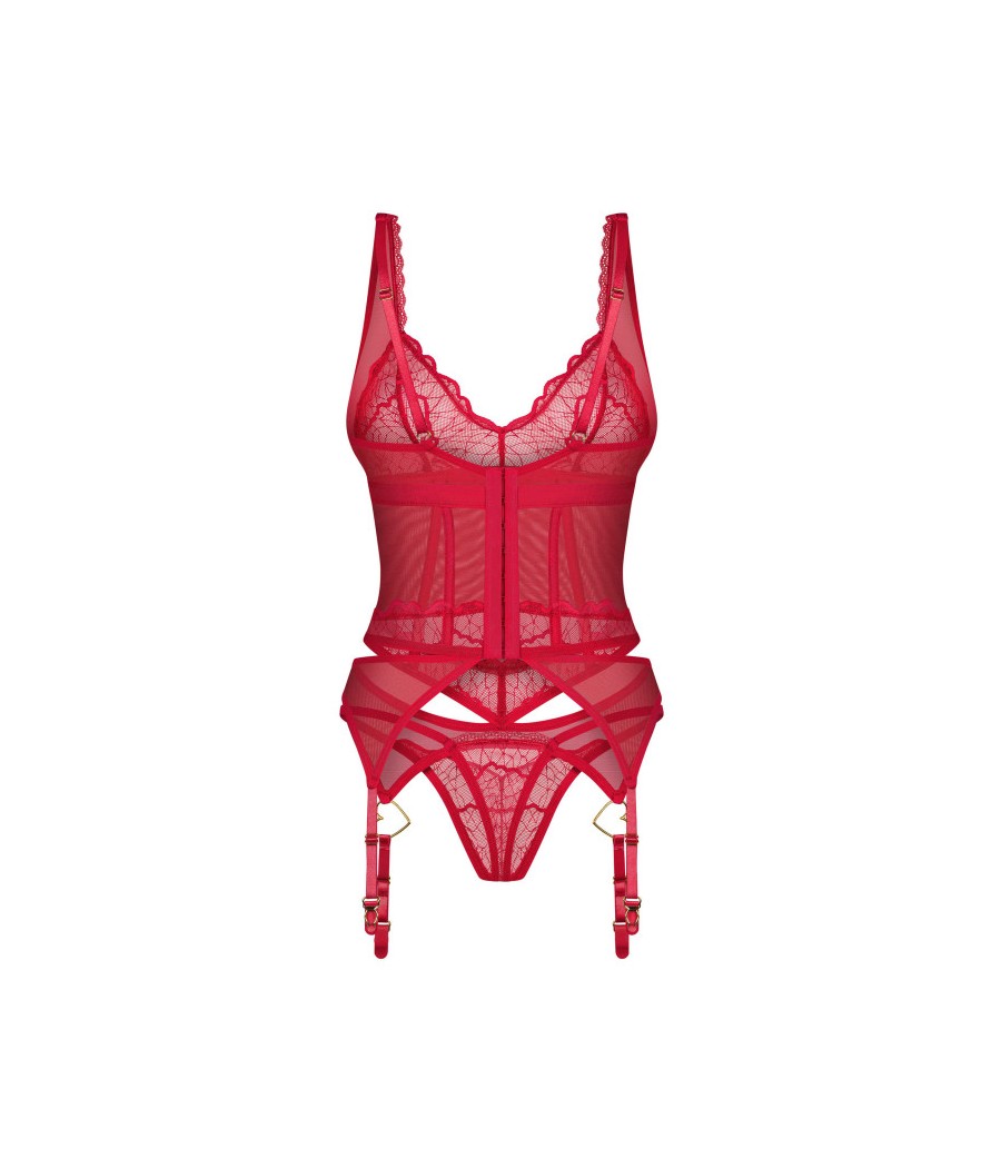 Cupide Desir corset et string - Rouge