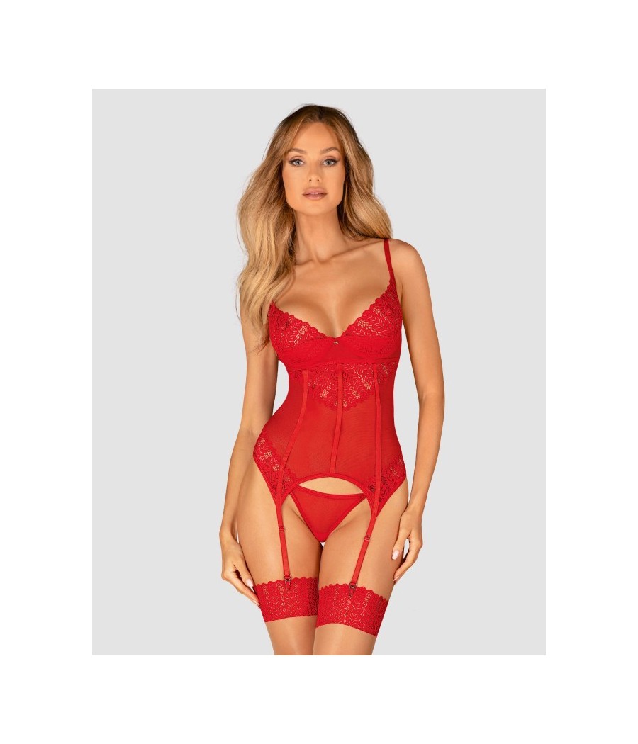 Ingridia corset et string - Rouge