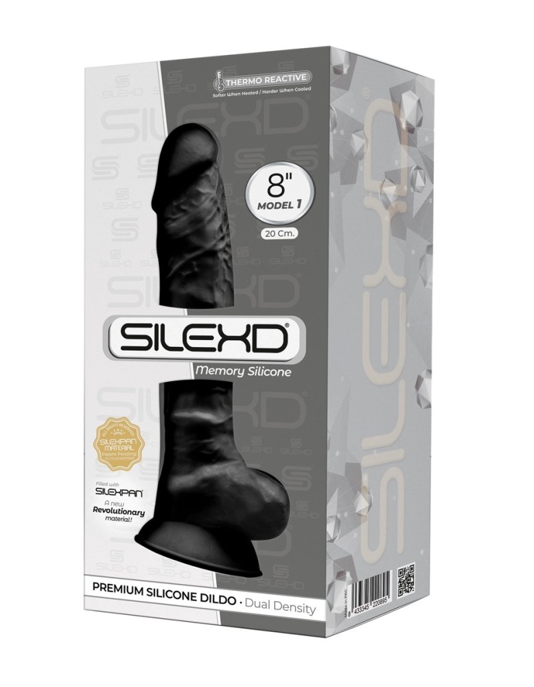 Gode double densité noir 20 cm - SilexD