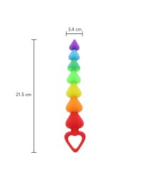 Stimulateur anal Rainbow Heart Beads - Toyjoy