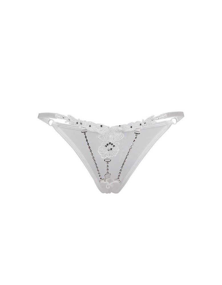 String ouvert à strass blanc