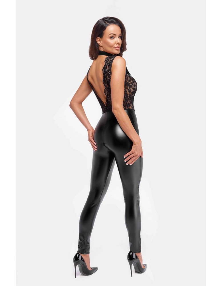 Combinaison collier Libido F298 wetlook et dentelle