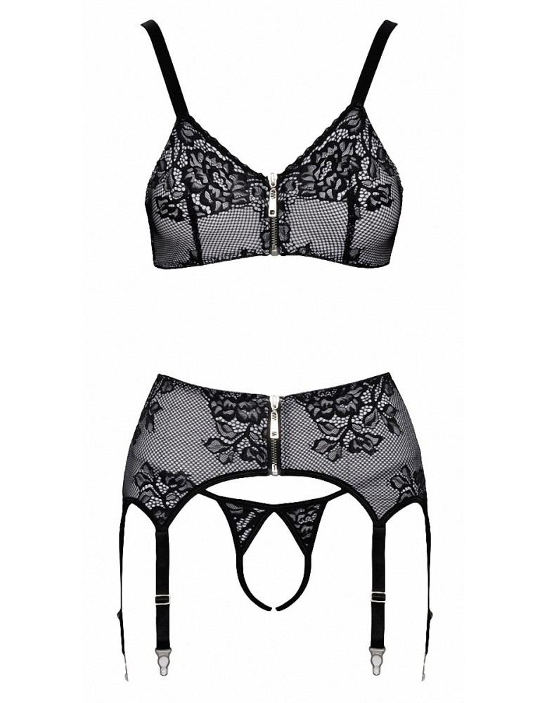 Ensemble coquin ouvert 3 pièces gris - Cottelli Lingerie