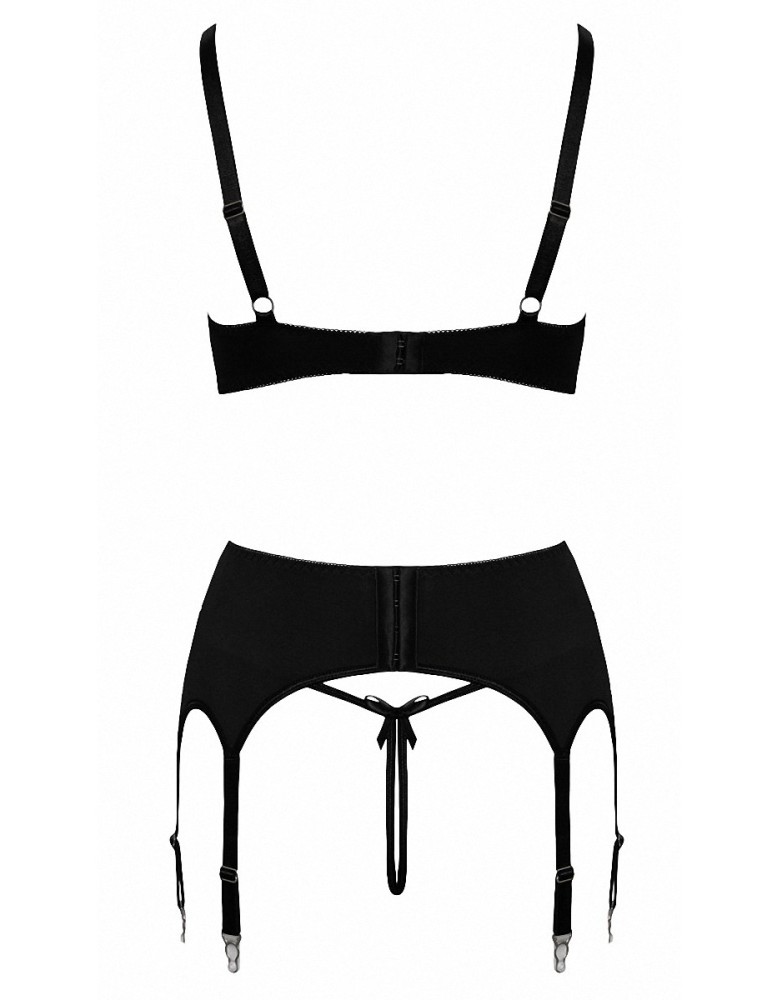 Ensemble coquin ouvert 3 pièces gris - Cottelli Lingerie