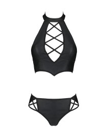 Bustier et string faux cuir Nancy - Passion