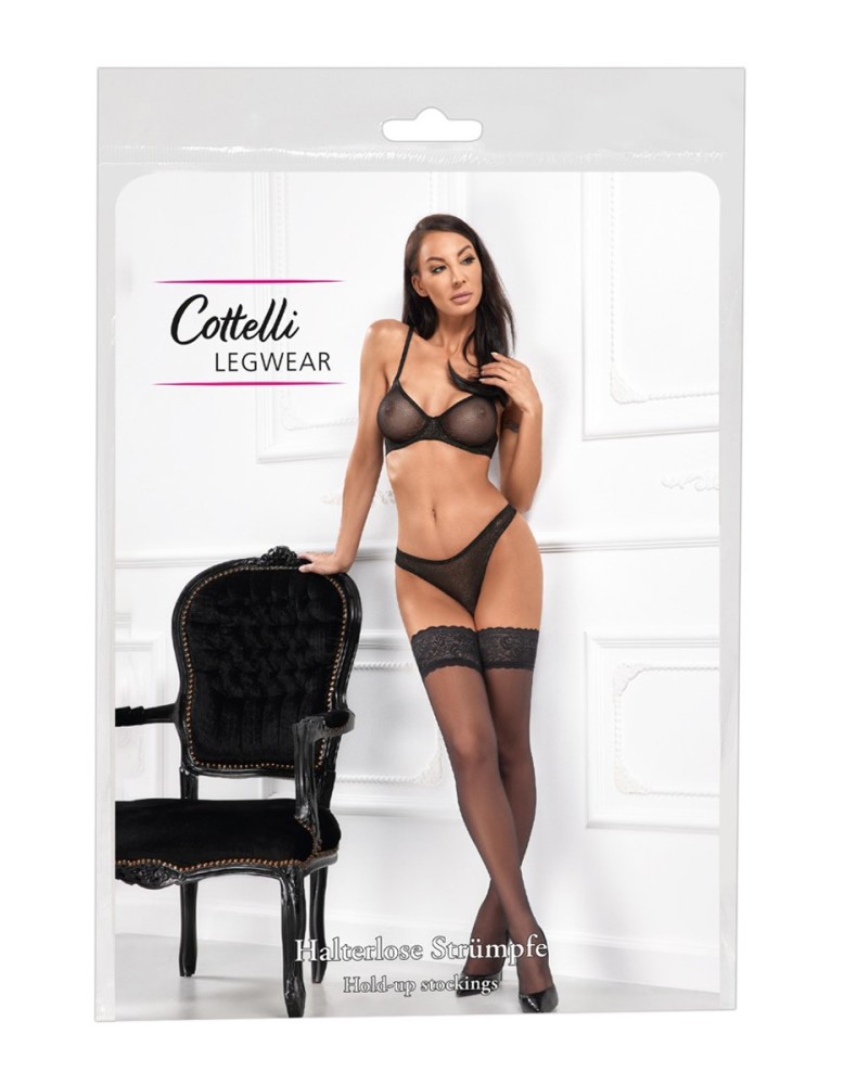 Bas autofixants noir Hold up - Cotelli Legwear