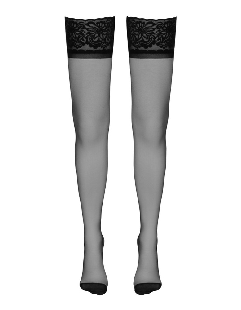 Bas autofixants couture noir 1 - Cotelli Legwear
