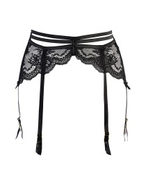 Porte-jarretelles tulle et dentelle noir V-10712 - Axami